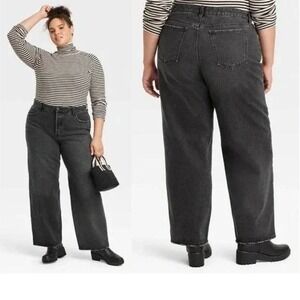 Universal Thread 90s Baggy Jeans Women Sz 24W Black Mid Rise Relaxed 100% Cotton